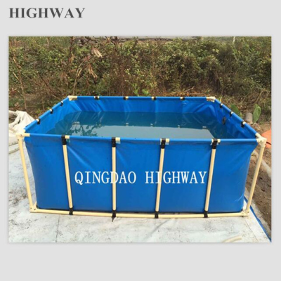 PVC Tarpaulin Circle or Rectangular Fish Breeding Water tank with Steel Frame