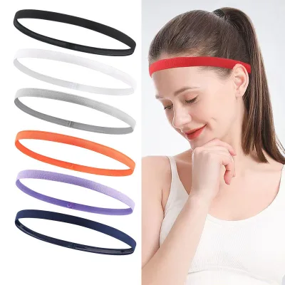 Multi-Color Thin Elastic Polyester Headbands for Women Soft Stretch Fabric Sporty High Quality Hair Bands Yoga Running Sport