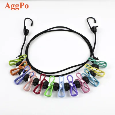 Portable Clothesline with 12 Clothespins-Travel Clothesline Stretchy Retractable Elastic Clothes Line for Backyard Balcony
