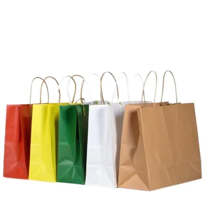 Bulks Printable Natural Kraft Paper Bags with Twisted Handles USA Kraft Paper Bag Manufacturers Art Paper Shopping Bags