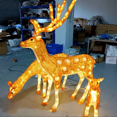 Outdoor LED Sika Deer Light Epoxy-Glue Animal-Shaped Lamp Park Lawn Illumination Landscape Christmas Holiday Decoration IP65
