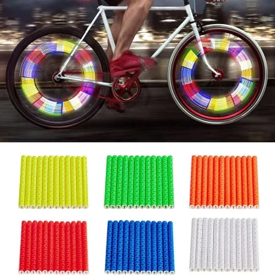 Bicycle Wheel Spokes Reflective Sticker Colorful Tube Warning Safety Light DIY Cycling Reflector Reflective Safety Kit