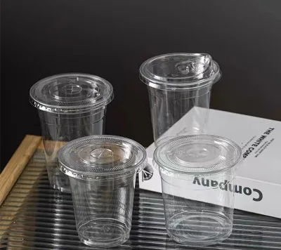 High Quality Disposable PET or PP Plastic Cups With Lid  Coffee Juice Milk Tea Party