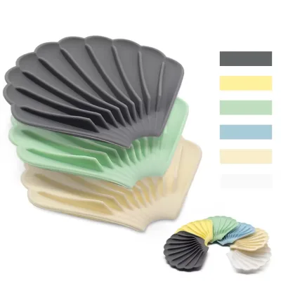 Silicone Shell Soap Dish Tray Plastic Bathroom and Kitchen Organizer with Cover Sink Use and Gel Protection Board