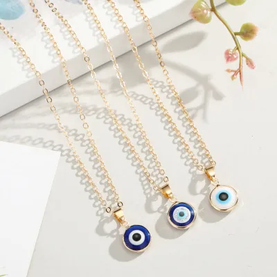 2021 Trendy Gold Plated Devil Eyes Necklace Turkey Blue Evil Eyes Pendant Necklace Jewelry Women