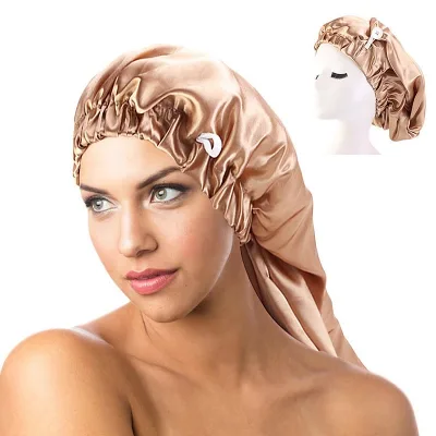 Luxury Designer Women Satin Braid Bonnet With Snap