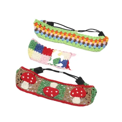 Hippie Hair Bandanas Headbands for Women Boho Headband Knit Hair Bands Floral Head Wrap for Girls