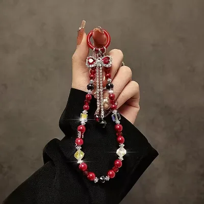 Bow Tassel Phone Short Chain Crystal Phone Lanyard Universal Cellphone Anti Loss Lanyard Fashion Mobile Phone Wrist Strap