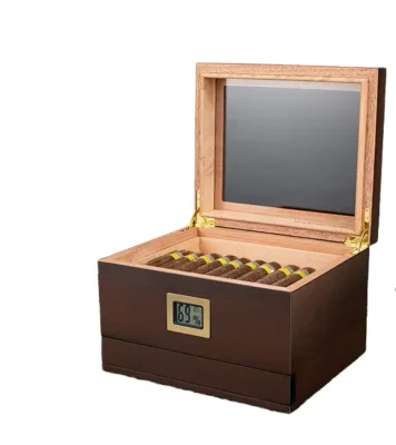 Hannicook High-End Cedar Wood Cigar Humidor Large Capacity Drawer Transparent Skylight Modern Design Wooden Cigarette Lacquer
