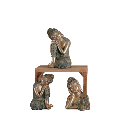 Buddhism-Themed Feng Shui Polyresin Sleeping Buddha Figurine Religious Art Home Decoration and Gift
