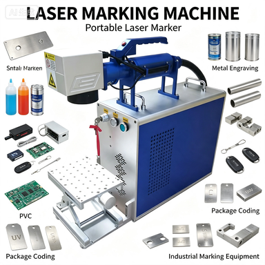 Multifunctional 50W 3D Portable Handheld Fiber Laser Marking/Coding Machine 48kg 220V 1 Year Warranty Dimensions 450x570x800mm