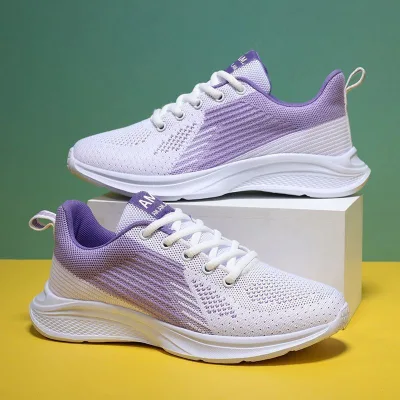 EVA Sole Lightweight Lace up Textile Upper Lady Student's Breathable Walking Jogging Summer Shoes for Student