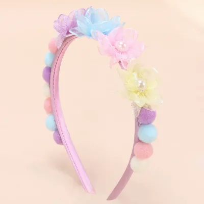 CN Sweet Princess Headband with Flower Design 6Inch Polyester Purple for Girls Toddler Party Wedding