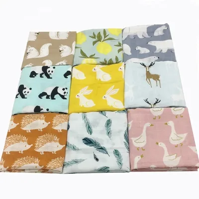 New Cotton Cartoon Newborn Soft Muslin Swaddle Wrap Feeding Burp Cloth Towel Scarf 60*60cm All-Season Baby Blanket