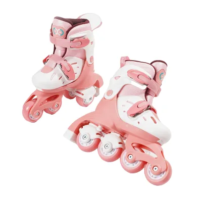 Cross-Border Exclusive Drop Shipping Adjustable Multifunctional Children's Girls Roller Skates Single Wheel Flashing Wheels PU