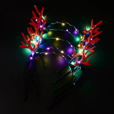 Wholesale Party LED Light Headband Toy Plush Flashing Concert LED Christmas Deer Headband