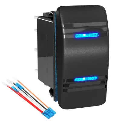 Momentary DPDT Rocker Switch Dual LED 7 Pin 20A MARINE SWITCH for Auto Boat Motor Control