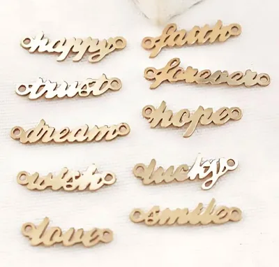 GP 14k Gold Filled Love Letter Charm Lucky Pendant Connector Double Holes Hypoallergenic Connectors Permanent Jewelry Chains