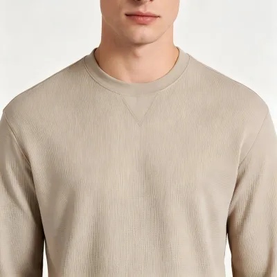Men's Casual Long Sleeve T-Shirt Custom Logo Performance Professional Sportswear Breathable Quick Dry 100% Cotton O-Neck Solid