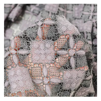 Voile Lace Mesh Sequin Fabric Summer Water-soluble Embroidery Fabric for Cheongsam Vintage Dress