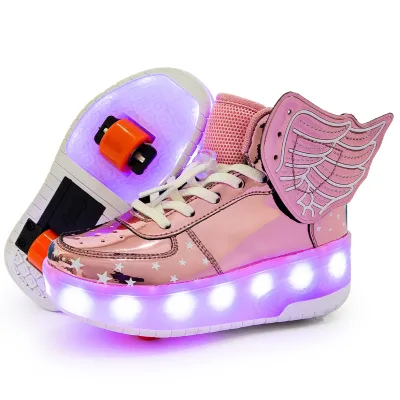 Girls Deformation Shape-shifting Breathable Ultralight Roller Skate Shoes for Adults & Kids Spring/Summer/Winter Use 2 Wheels
