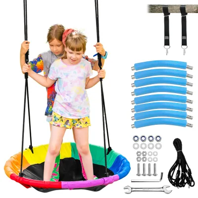 40 Inch Saucer Tree Swing Flying Adjustable Hanging Straps Swing Sets for Outdoor Backyard With Smaller Packaging Volume