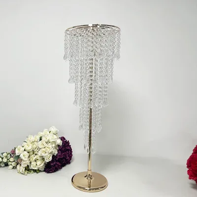 Professional Factory Good Luxury Black Metal Flower Stand Square Crystal Flower Stand for Wedding
