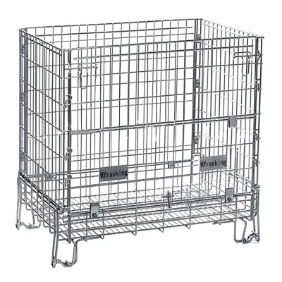 Warehouse Stackable Wire Mesh Box Steel butterfly Cage with Wheels