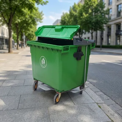 ENZHAO Manufacturer OEM 660 Liter Outdoor Lixeira Plastic Waste Container 4 Wheeled Garbage Bin