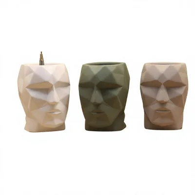 Geometric Low-Poly Human Face Desktop Pen Holder / Mini Planter / Decorative Accent