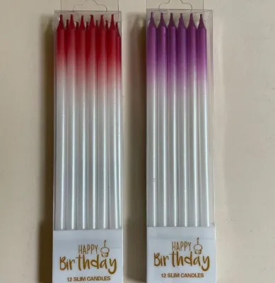 Colorful Handmade Straight and Curve Wax Candle Toppers for Christmas and Birthday Cake Decorations Paraffin Wax
