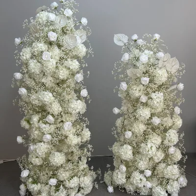 KEWEI-J671 Wedding Babysbreath Flower Cake Tower Artificial Rose Hydrangea Arch Cow Horn Flower Arch for Valentine's Day Wedding