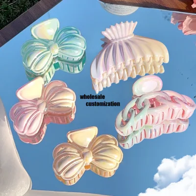 Girls Hairpin Resort Style Colorful Gradient Large Plate Hairpin Simple Grabber Fashion Hairpin Made Plastic Style