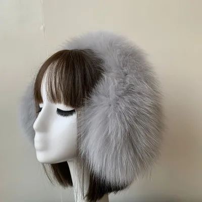 Fluffy Natural Fur Earflap Soft Ear Warmer Wholesale Custom Logo Ear Muffs Winter Outdoor Cute Plush Women Real Fox Fur Earmuffs