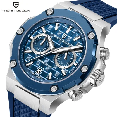 PAGANI DESIGN YS032 Men's Watches Luxury Sport Chronograph Japan Quartz Watch for Men Fluororubber Strap Wristwatch Waterproof