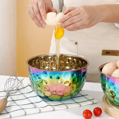 Stainless Steel Hammer-textured Golden Bowl Modern Design Food Safe Durable Easy Clean Stackable Salad Noodles Set Guangdong