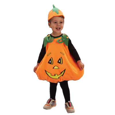 Carnival Party Halloween Orange Cute Pumpkin Pumpkin Costume Fancy Dress with Hat Cosplay Costume Jumpsuit Dress