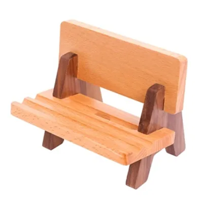 Adjustable Bench Shaped Desktop Phone Stand Mobile Phone Accessories Display Stand Rack Wooden Mobile Stand Phone Holder