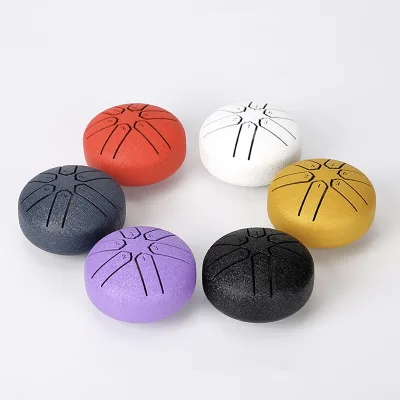 Small Handpan Percussion Instrument Manufacturer Wholesale 3 Inch 6-Note Mini Steel Tongue Drum for Kids Meditation Gift Use