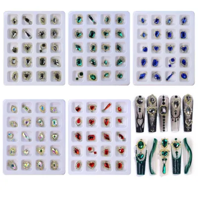 20pcs Wholesale Nail Rhinestones Gem Crystal Metal Alloy Nail Art Decorations Jewelry Shiny Zircons Charms Rhinestone