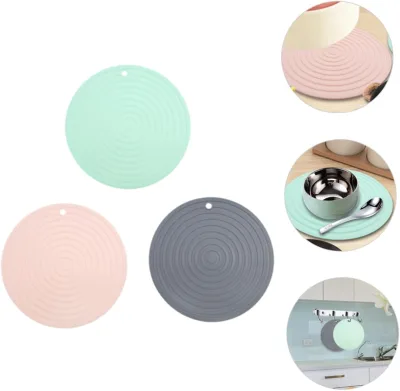 Hot Selling Round Ribbed Silicone Trivet, Food Grade Heat Resistant Large Pot Mat, Non-Slip Table & Dining Mat