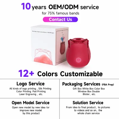 CE FCC RoHS UKCA REACH Certified 10 Years Service Amazon FBA Prep 12 Plus Colors Rose Suction Vibrator