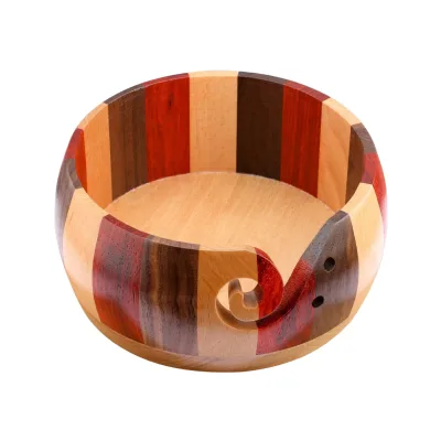 Wooden Yarn Bowl for Crocheting and Knitting, Crochet Wool Yarn Storage Basket Round with Holes Handmade Holder Knitting Lovers