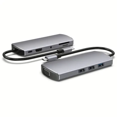 LKL USB C Hub HD-MI Adapter for Monitor, OEM 9 in 1 USB Type C Laptop Docking Station with 4K HD-MI, SD/TF Card Reader