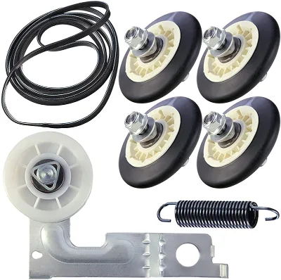 4581EL2002C Dryer Drum Roller With Dryer Belt and Spring, Replacement Parts for Whirlpool and Maytag Dryers