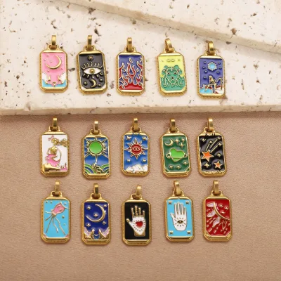 New Designer Stainless Steel Handmade DIY Hand Painted Charms Pendant Women Jewelry Accessories Necklace Pendants
