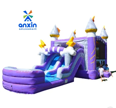 Inflatable Trampoline Slide Combination Made in China with Good Quality and Low Price Hot Selling Style Purple Gray