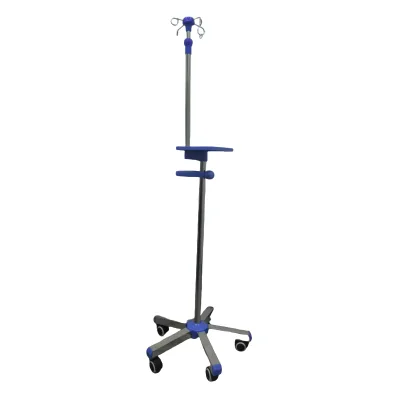 Wholesale Medical Equipment Clinics Use Mobile Portable Convenient Stainless Steel Patient IV Pole Infusion Stand With 5 Wheel