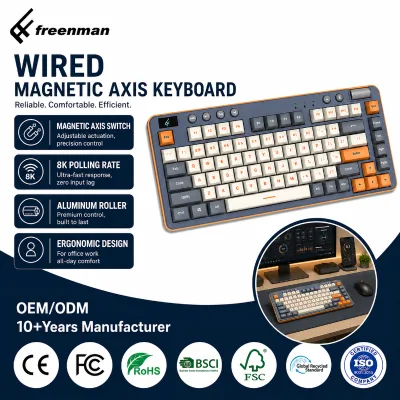 82-Key RGB Light Wired 8K Polling Rate Aluminum Roller PBT Keycaps Gaming Keyboard Gamer Computer Magnetic Axis Keyboard