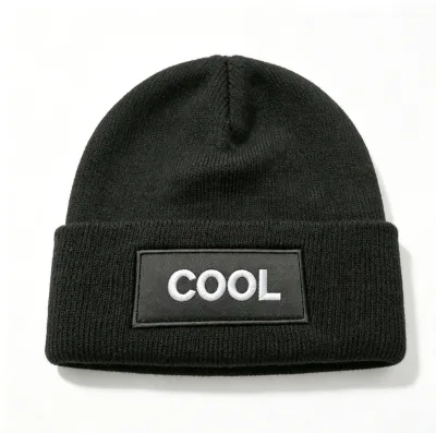 Hot Sell Trendy Black Knit Beanie Winter Warm Hat Premium Quality Beanie with Custom Logo for Winter Promotional Supply